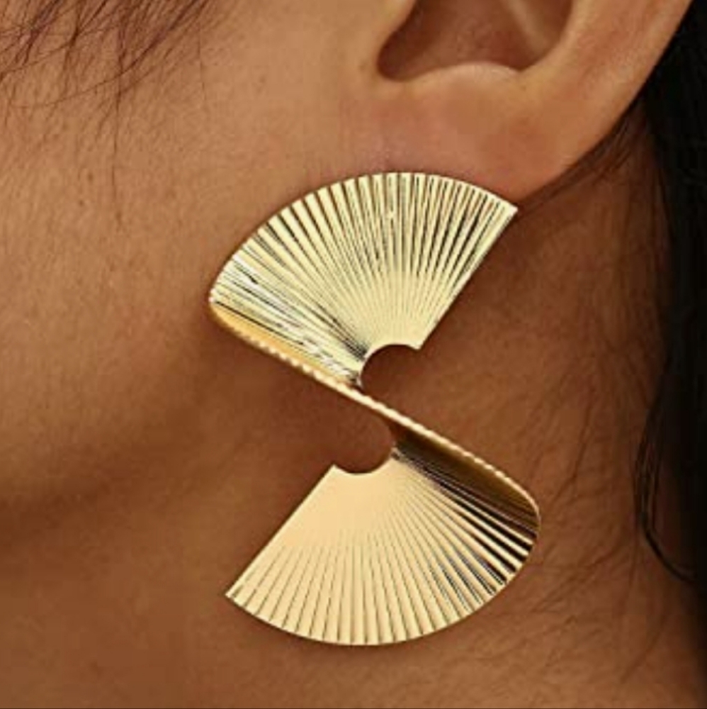 Gold Geometric Drop Dangle Statement Earrings